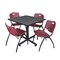 Kobe Kobe Square Table & Chair Set, Wood, Metal, Plastic Top, Grey TKB3636GY47BY - alternate 1